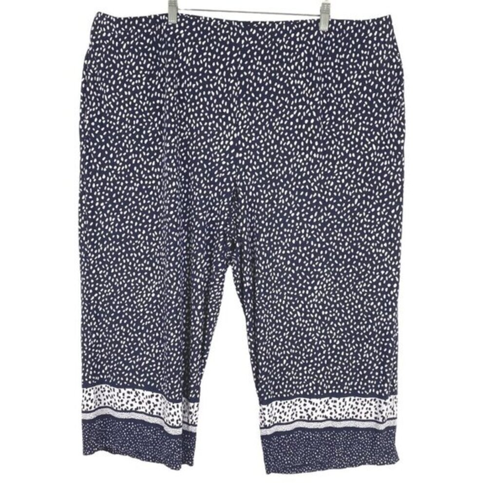 Susan Graver Cropped Pull On Pants 3XP‎ Liquid Knit Printed Stretch PT-2189